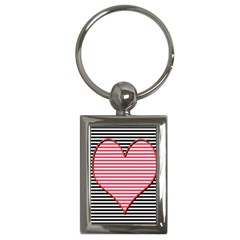 Heart Stripes Symbol Striped Key Chain (rectangle)