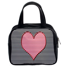 Heart Stripes Symbol Striped Classic Handbag (two Sides)