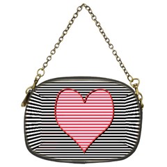 Heart Stripes Symbol Striped Chain Purse (two Sides) by Bajindul