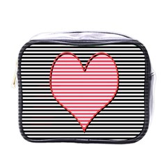 Heart Stripes Symbol Striped Mini Toiletries Bag (one Side)