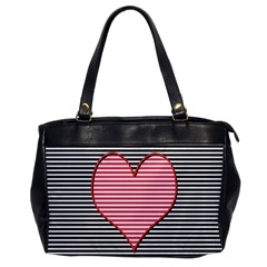 Heart Stripes Symbol Striped Oversize Office Handbag