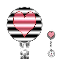 Heart Stripes Symbol Striped Stainless Steel Nurses Watch