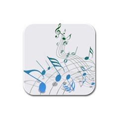 Music Notes Rubber Square Coaster (4 Pack)  by Bajindul