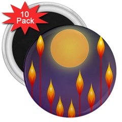 Night Moon Flora Background 3  Magnets (10 Pack)  by Bajindul