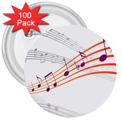 Music Notes Clef Sound 3  Buttons (100 Pack)  by Bajindul