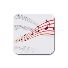 Music Notes Clef Sound Rubber Square Coaster (4 Pack)  by Bajindul