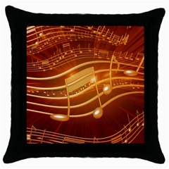 Music Notes Sound Musical Love Throw Pillow Case (black) by Bajindul