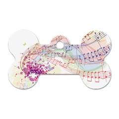 Music Notes Abstract Dog Tag Bone (one Side) by Bajindul