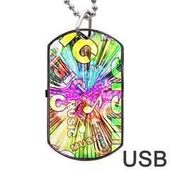 Music Abstract Sound Colorful Dog Tag Usb Flash (two Sides) by Bajindul