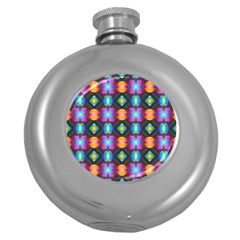 Squares Spheres Backgrounds Texture Round Hip Flask (5 Oz) by Bajindul