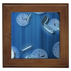 Time Clock Watch Hours Framed Tiles by Bajindul