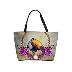 Cute Funny Coutan With Flowers Classic Shoulder Handbag by FantasyWorld7