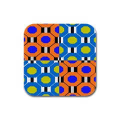 Octagon Orange Rubber Square Coaster (4 Pack) 