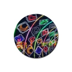 Dragon Lights Rubber Coaster (round)  by Riverwoman