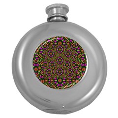 Paradise Flower In The Jungle Round Hip Flask (5 Oz) by pepitasart