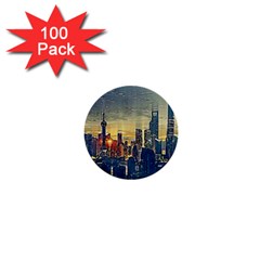 City Metro Pole Buildings 1  Mini Buttons (100 Pack)  by Pakrebo