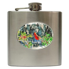 Texture Art Decoration Abstract Bird Nature Hip Flask (6 Oz) by Pakrebo