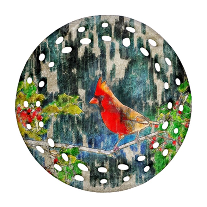 Texture Art Decoration Abstract Bird Nature Ornament (Round Filigree)