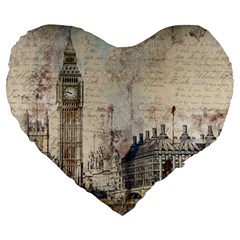 London Westminster Bridge Building Large 19  Premium Heart Shape Cushions by Pakrebo