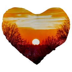 Sun Evening Sunset Sky Landscape Large 19  Premium Heart Shape Cushions by Pakrebo