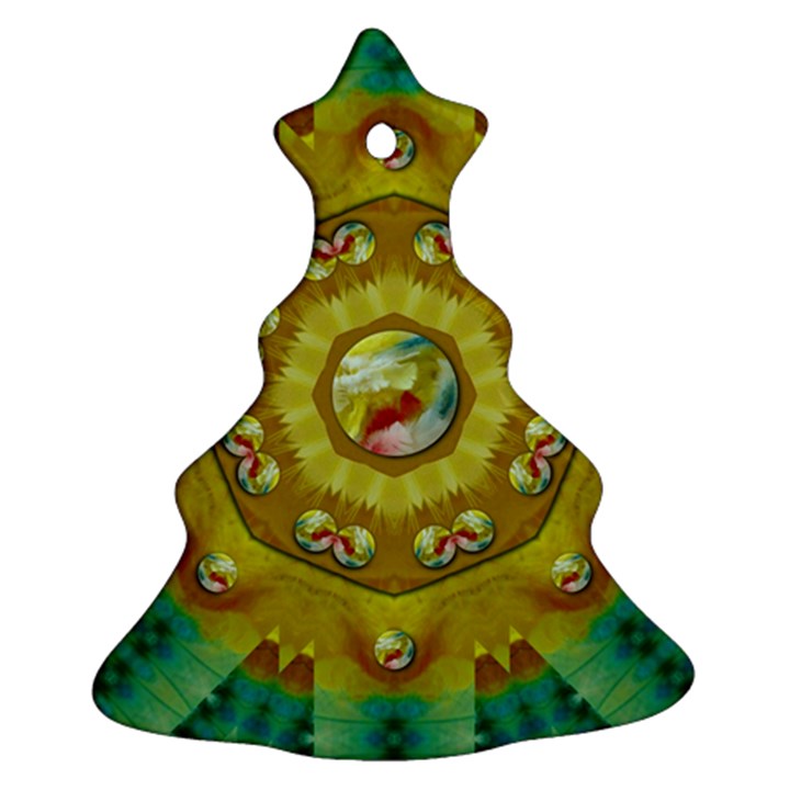 Mandala In Peace And Feathers Ornament (Christmas Tree) 