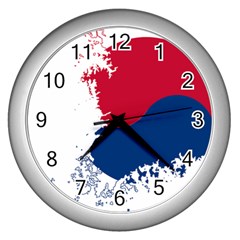 Flag Map Of South Korea Wall Clock (silver) by abbeyz71