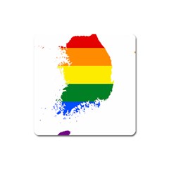 Lgbt Flag Map Of South Korea Square Magnet by abbeyz71