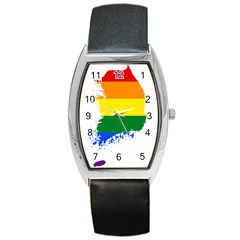 Lgbt Flag Map Of South Korea Barrel Style Metal Watch by abbeyz71