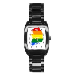 Lgbt Flag Map Of South Korea Stainless Steel Barrel Watch by abbeyz71