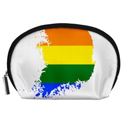 Lgbt Flag Map Of South Korea Accessory Pouch (large) by abbeyz71