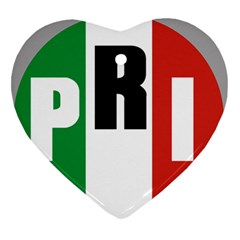 Logo Of Partido Revolucionario Institucional - Pri Heart Ornament (two Sides) by abbeyz71