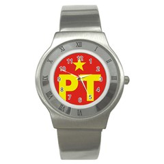 Logo of Mexico s Labor Party Stainless Steel Watch