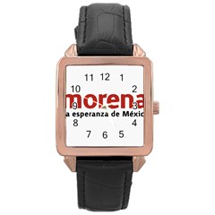 Logo Of Mexico The National Regeneration Movement Party Rose Gold Leather Watch  by abbeyz71