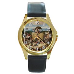 Heronimus Bosch The Haywagon 2 Round Gold Metal Watch by impacteesstreetwearthree