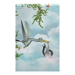 Funny Stork With Creepy Snake Baby Shower Curtain 48  X 72  (small)  by FantasyWorld7