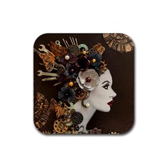Mechanical Beauty  Rubber Coaster (square)  by CKArtCreations