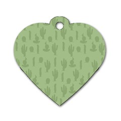 Cactus Pattern Dog Tag Heart (two Sides)