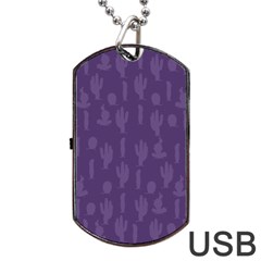 Cactus Pattern Dog Tag Usb Flash (two Sides) by Valentinaart