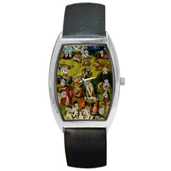 Hieronymus Bosch The Garden Of Earthly Delights (closeup) Hieronymus Bosch The Garden Of Earthly Delights (closeup) 3 Barrel Style Metal Watch by impacteesstreetwearthree