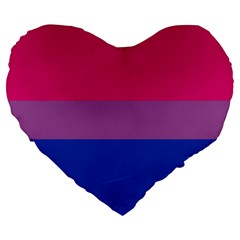 Bisexual Pride Flag Bi Lgbtq Flag Large 19  Premium Flano Heart Shape Cushions by lgbtnation