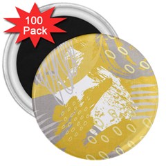 Ochre Yellow And Grey Abstract 3  Magnets (100 Pack) by charliecreates