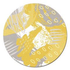 Ochre Yellow And Grey Abstract Magnet 5  (round)