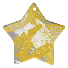 Ochre Yellow And Grey Abstract Star Ornament (two Sides)