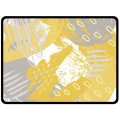 Ochre Yellow And Grey Abstract Fleece Blanket (large) 