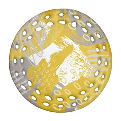 Ochre Yellow And Grey Abstract Ornament (round Filigree) by charliecreates