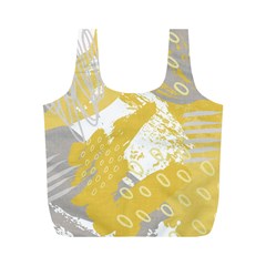 Ochre Yellow And Grey Abstract Full Print Recycle Bag (m)