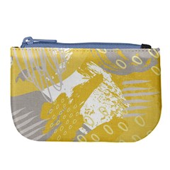 Ochre Yellow And Grey Abstract Large Coin Purse by charliecreates