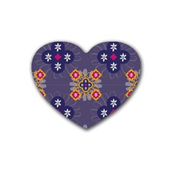 Morocco Tile Traditional Marrakech Rubber Coaster (heart)  by Pakrebo