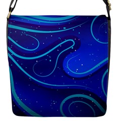 Wavy Abstract Blue Flap Closure Messenger Bag (S)