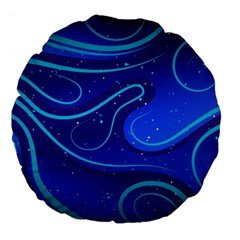 Wavy Abstract Blue Large 18  Premium Flano Round Cushions